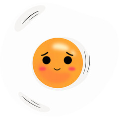 Fried Egg Shy Face Cartoon