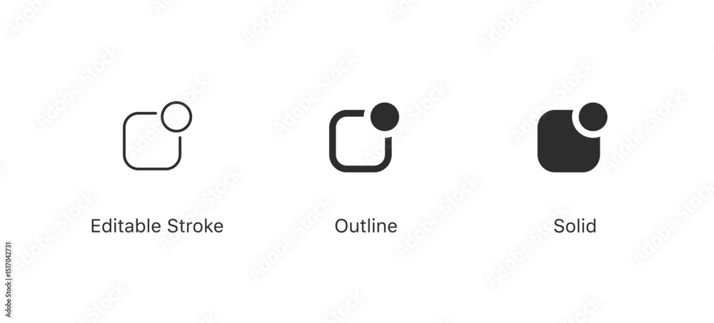 Aufkleber notification icon, alert reminder icon sign (editable stroke, outline, solid), often used to indicat