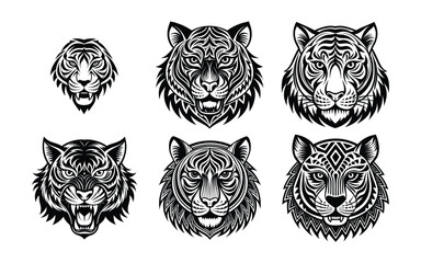 Roaring Tiger Head in Tribal Tattoo Format