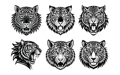 Obraz premium Dynamic Tribal Tiger Face Logo with Sharp Lines