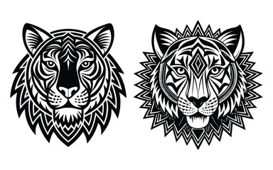 Tribal Jungle Tiger Head Isolated Vector