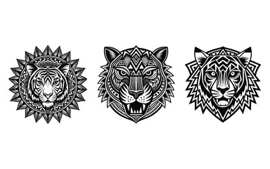 Cultural Tribal Tiger Head Illustration in EPS