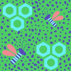 Kids seamless bee pattern for fabrics and packaging and gifts and cards and linens and wrapping paper
