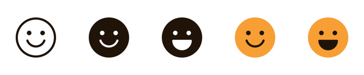 smiley emoticons, happy face. rating or feedback emojis. line outline, yellow, orange emoticon. web vector icon