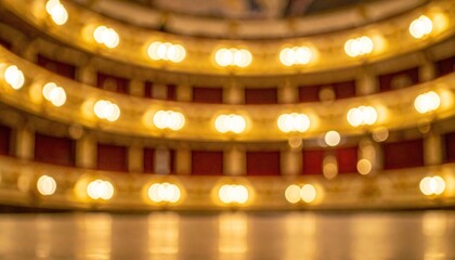 Obraz premium Blurry interior of a theater, golden lights, ornate