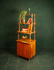 vintage wooden furniture on dark background
