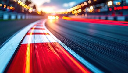 Blurry racing track at sunset