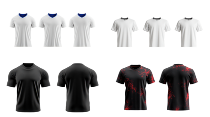 A collection of assorted t-shirts in various colors and designs, showcasing casual fashion options for all genders.