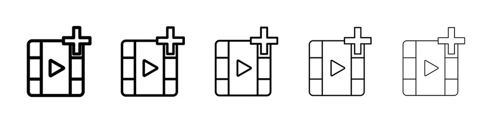 Add video icon graphic set. trendy stroke line style