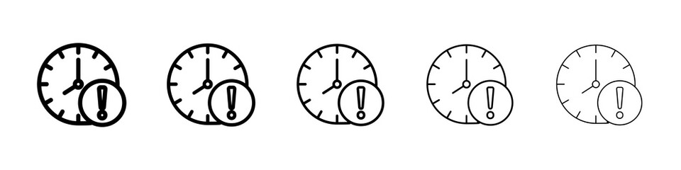 Alarm exclamation icon graphic set. trendy stroke line style