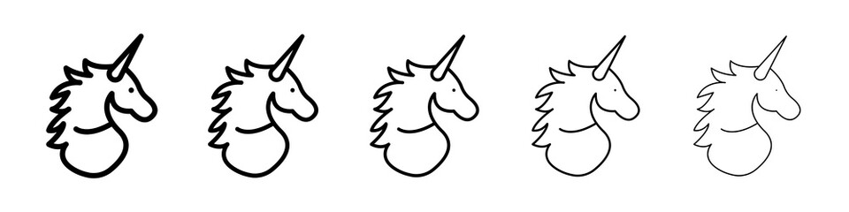 Alicorn icon graphic set. trendy stroke line style