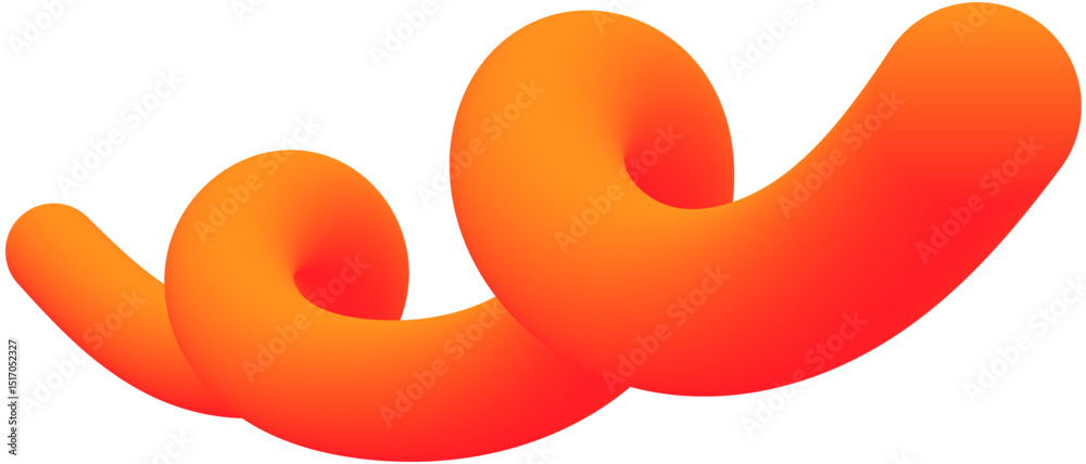 Poster a vibrant, abstract 3d fluid shape featuring a smooth orange gradient. this dynamic, curve, wavy des