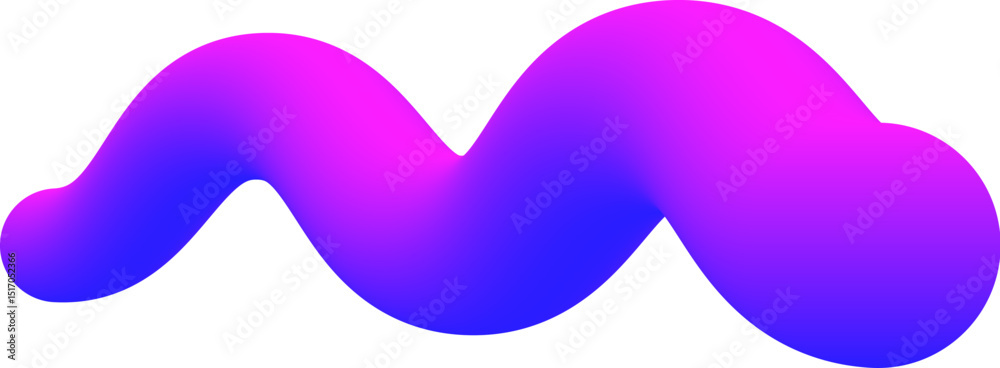 Poster A vibrant, abstract 3D fluid shape featuring a smooth purple and blue gradient. This dynamic, curve, wavy design element is isolated on a white background, perfect for modern digital art