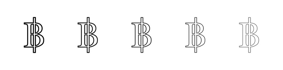 Baht signs graphic set. trendy stroke line style