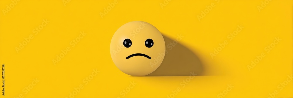 Aufkleber Sad Emoji With Error Shadow Layout on a Soft Yellow Background Conveying a Sense of Melancholy and Disappointment