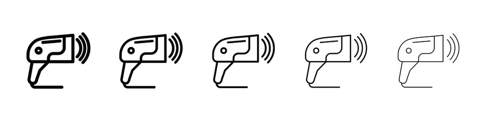 Barcode scanner icon graphic set. trendy stroke line style
