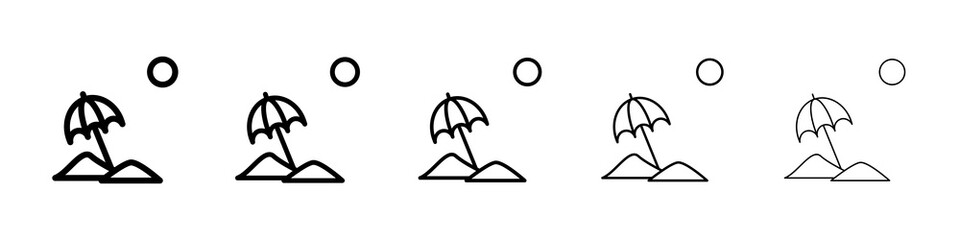Beach icon graphic set. trendy stroke line style