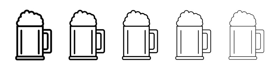 Beer mug icon graphic set. trendy stroke line style