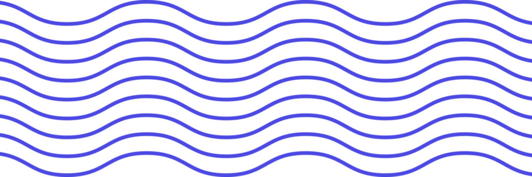 A seamless pattern of blue wavy zigzag lines on a clean transparent background, perfect for modern, minimalist designs, abstract art, and digital illustrations