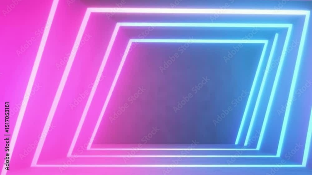 Aufkleber Neon Geometric Abstraction: A mesmerizing abstract composition featuring a series of geometric shapes illuminated with vibrant neon lights, creating a sense of depth and futuristic allure.