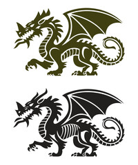  Aggressive mythical dragon designs with curled tails, segmented bodies, and intricate wing membranes