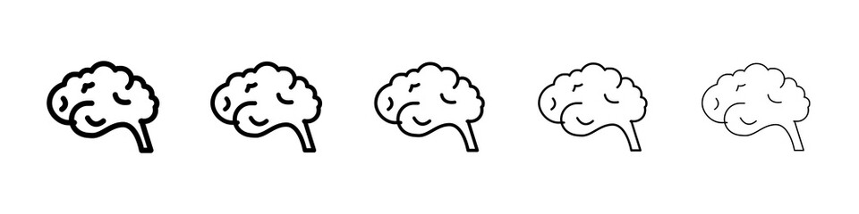 Brain icon graphic set. trendy stroke line style