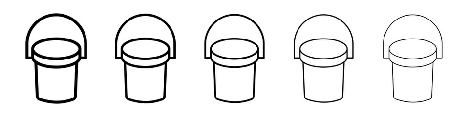 Bucket icon graphic set. trendy stroke line style