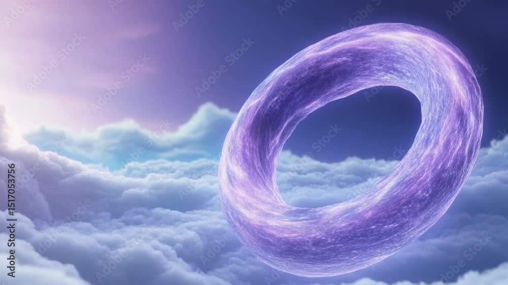 Aufkleber ethereal orb in the clouds: a mesmerizing, luminous orb hovers serenely amidst a sea of fluffy cloud