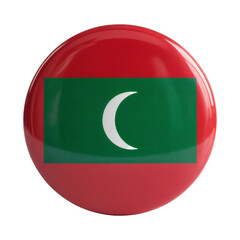 Fototapeta premium Maldives Flag Glossy Round Badge Button, A Stunning 3D Render of the National Emblem