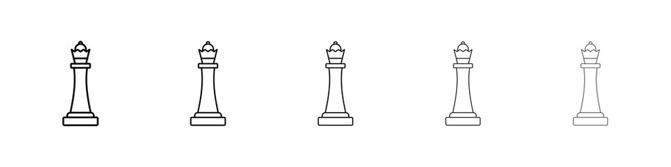 Chess queen icon graphic set. trendy stroke line style