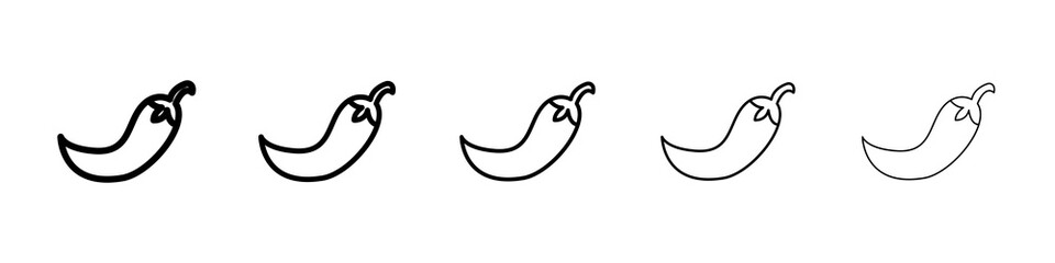 Chilli icon graphic set. trendy stroke line style