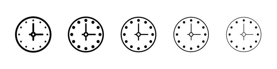 Clock icon graphic set. trendy stroke line style