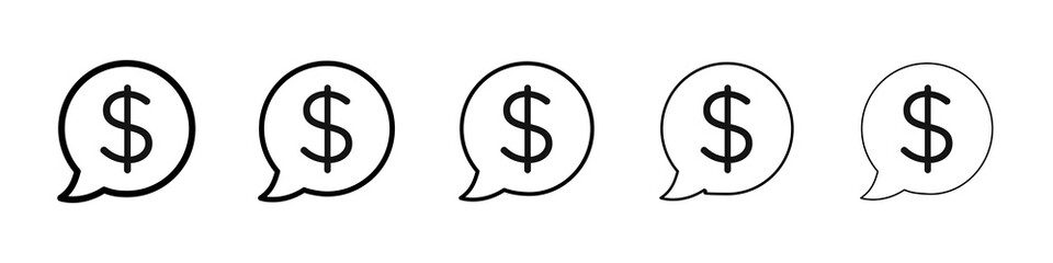 Comment dollar icon graphic set. trendy stroke line style