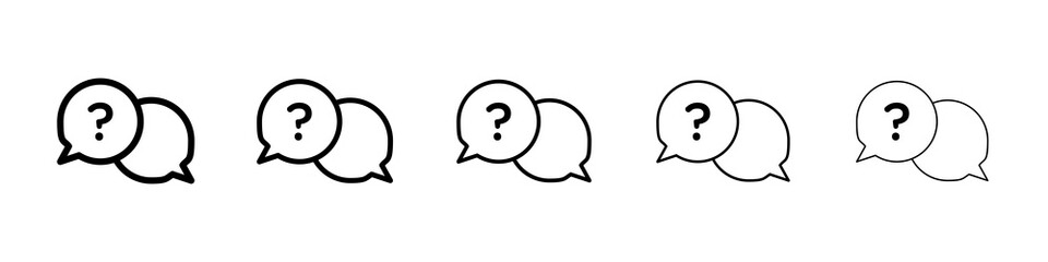 Comment question icon graphic set. trendy stroke line style