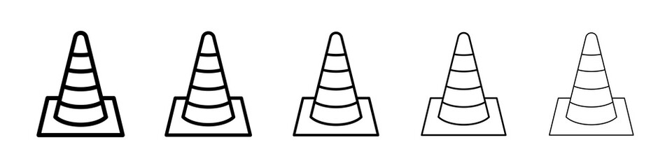 Construction cone icon graphic set. trendy stroke line style
