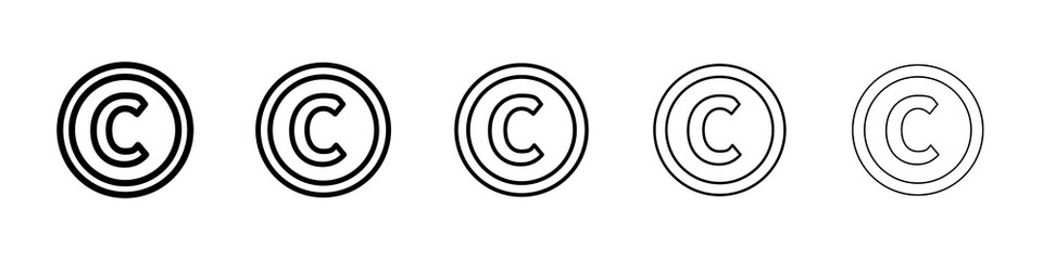 Copyright icon graphic set. trendy stroke line style