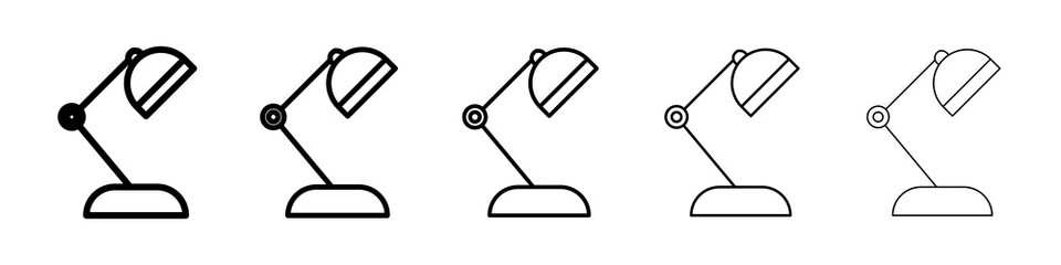Desk lamp icon graphic set. trendy stroke line style