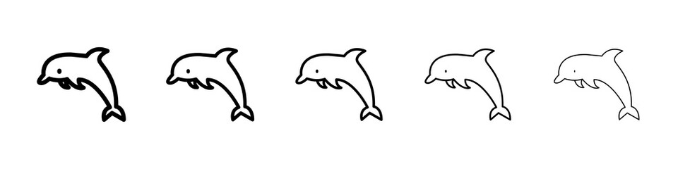 Dolphin icon graphic set. trendy stroke line style