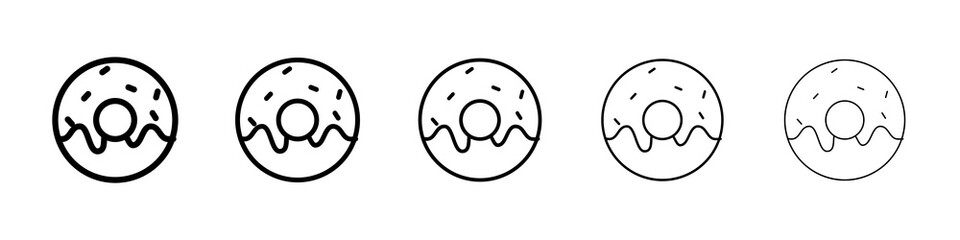 Fototapeta premium Donut icon graphic set. trendy stroke line style