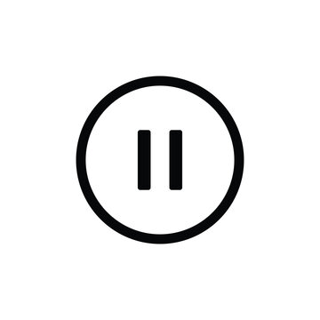 Video player pause button icon vector. Stop or pause button outline. Pause button in a circle