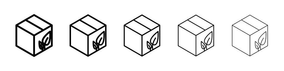Eco packaging icon graphic set. trendy stroke line style