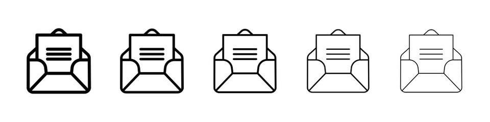 Envelope open icon graphic set. trendy stroke line style