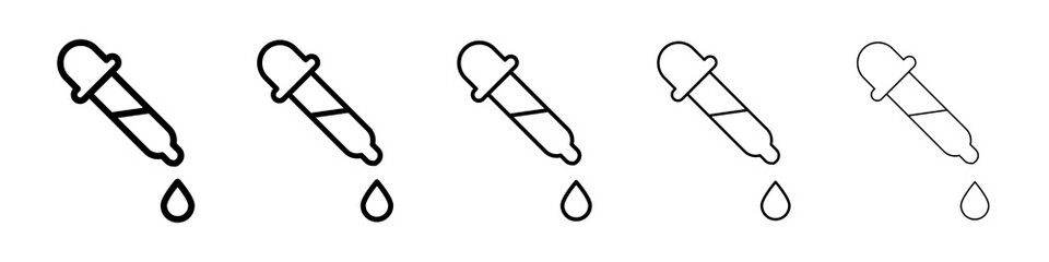 Eye dropper half icon graphic set. trendy stroke line style