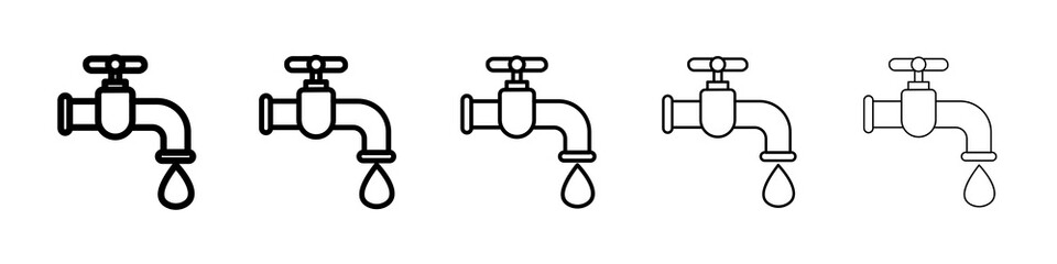 Faucet drip icon graphic set. trendy stroke line style