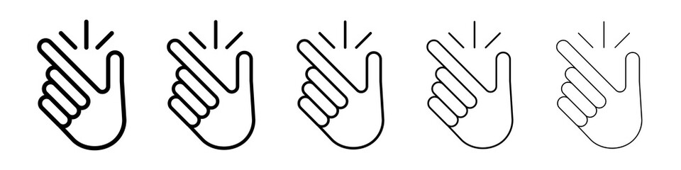 Finger snapping icon graphic set. trendy stroke line style