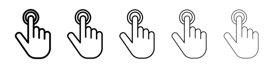 finger tap icon graphic set. trendy stroke line style