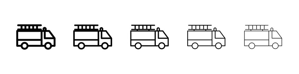 Fire truck icon graphic set. trendy stroke line style