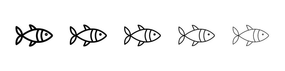 Fish icon graphic set. trendy stroke line style