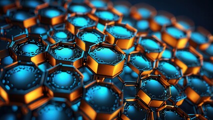 Prismatic Honeycomb Lattice with High-Tech Chrome Shine Background