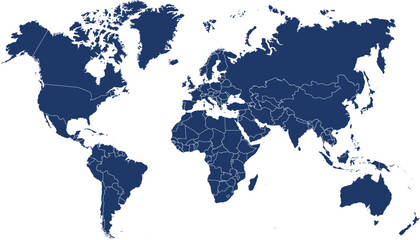 World map. Blue modern vector map. Silhouette map.	